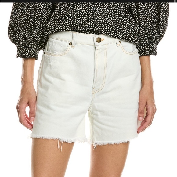 THE GREAT. Pants - The Great The Easy Cut Off Short White Bleach Wash Jean Short Sz 25 NEW